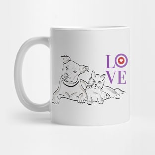 LOVE Cat and Dog Mug